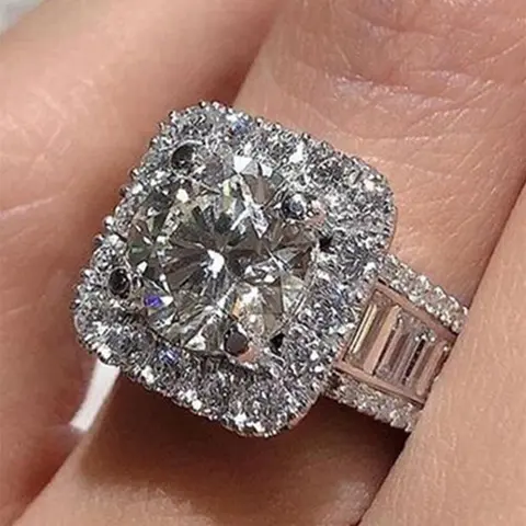 Elegant Square Shaped Artificial Zircon Ring, Fashion Accessories for Women, Trendy All-match & Exquisite Jewelry for Birthday Gift, Artificial Gemstone Ring, Cubic Zirconia Rings, Beautiful Rings