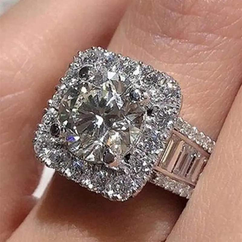 Elegant Square Shaped Artificial Zircon Ring, Fashion Accessories for Women, Trendy All-match & Exquisite Jewelry for Birthday Gift, Artificial Gemstone Ring, Cubic Zirconia Rings, Beautiful Rings