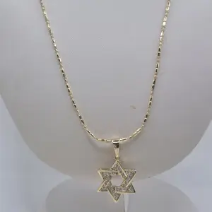 estrella de david pendant with chain laminated gold