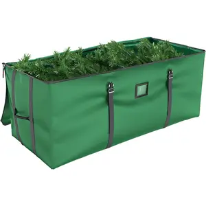 Christmas Tree Storage Bag, for 9 Ft Large Artificial Christmas Tree, Anti-Tear Heavy-Duty 600D Oxford Cloth Storage Box with Handles, Christmas Tree Storage Container, Green 9Ft