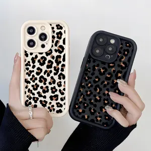 Fun Graffiti Black Golden Leopard Pattern with Precise Hole Position Mobile Phone Case Suitable for iPhone11 12 13 14 15 16 Pro Max Plus Series Mobile Phone Protection Shell x XR XS XSMAX 7 8Plus Black and White Soft Case
