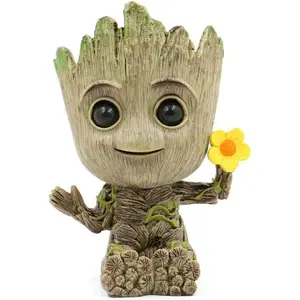 Mini Groot Figurine Miniature Model Home Accessories Decompression Artefact Kids (Flower Model)