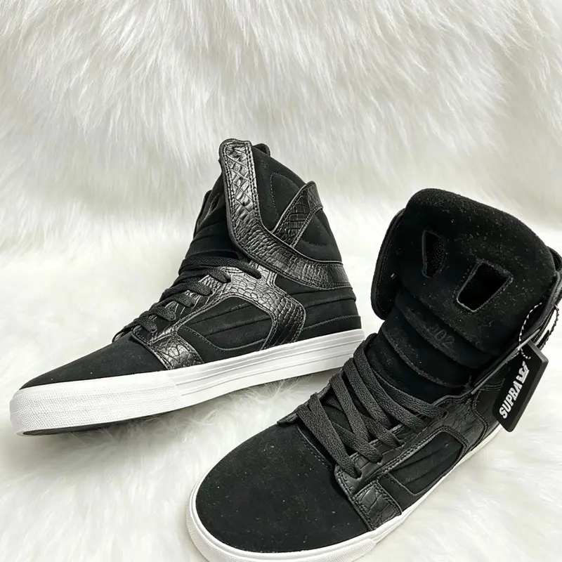 Supra Skytop 2 Men’s High Top Skateboard Shoes Crocodile Print X Suede American Streetwear