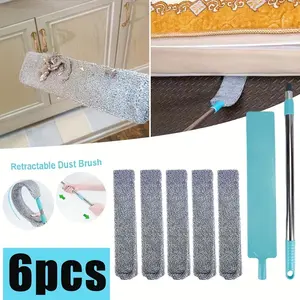Extendable Microfiber Dusting Kit, Includes Handle & 5 Cloths, Reusable Gap Cleaning Brush, Ideal for Sofa, Furniture, Floor, Kitchen