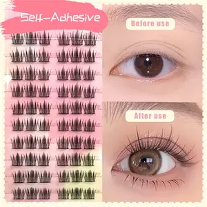 Korean Style C Curl False Eyelashes, 60 Pairs DIY No Glue, Natural Look, Cartoon Eye, Sweet Cute, 10-13mm, Beginner Friendly