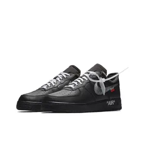 All Black Mono Ribbon Accent Casual Trainers, Perforated Leather Toe, Lightweight Foam Midsole, Wear Resistant Traction Outsole, All-Gender Urban Fashion Kicks