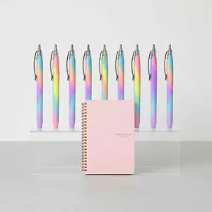 Colorful Glitter Pen & A5 Planner Bundle, 6 Counts Spiral Pens & 1 Count Paper Weekly Organizer Notebook for School and Journaling