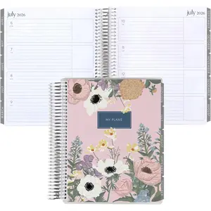 7x9 Coiled Life Planner (January 2026 - December 2026) - Bouquet classic cover, horizontal layout, Minimal theme,  coil