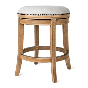 Maven Lane Alexander Backless Swivel Bar Stool, Weathered Oak, Counter Height