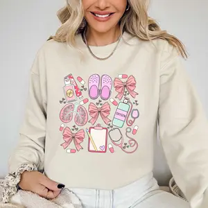 Preppy Coquette Bow Respiratory Therapist T-SHIRT /  Sweatshirt , RT shirt | respiratory therapy shirt Crewneck Womenswear