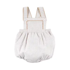 Khaki Gingham Sun Bubble - Classic Tan Outfit for Baby & Toddler Boys