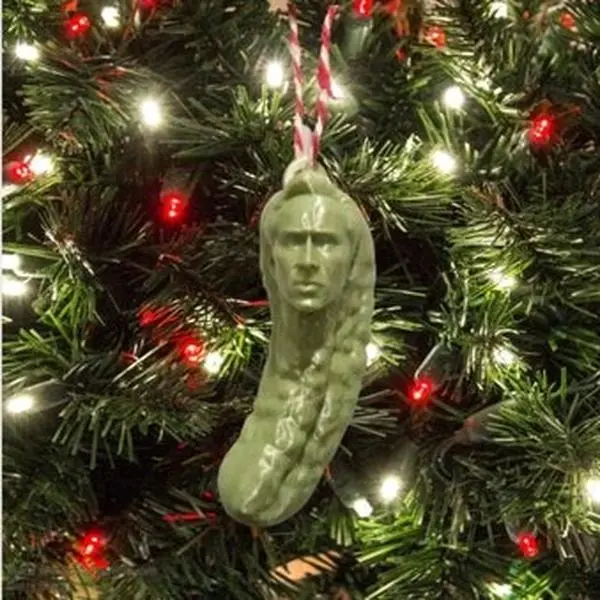 Picolas Cage 3D Christmas Ornament, Funny Plastic Design, Ideal for Holiday Gifting