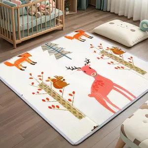 Foldable Baby Play Mat, 47" x 47" Baby Playmat for Playpen, 0.4 inch Thick Waterproof Reversible Foam Play Mat for Infant Crawling Baby for 50x50 Playpen