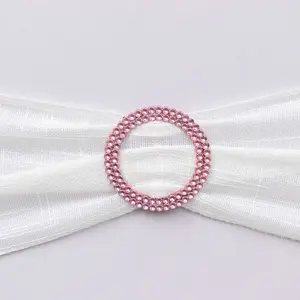 20 Pack Diamond Circle Chair Sash Band Buckle Pin 2.5" Pink - Rhinestone Napkin Rings