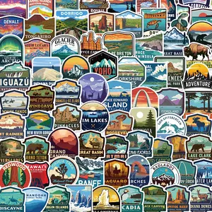 100 Cartoon National Forest Park Stickers, DIY Waterproof Decorative Decals for Phone Cases, Water Bottles, Fridge, Room Walls