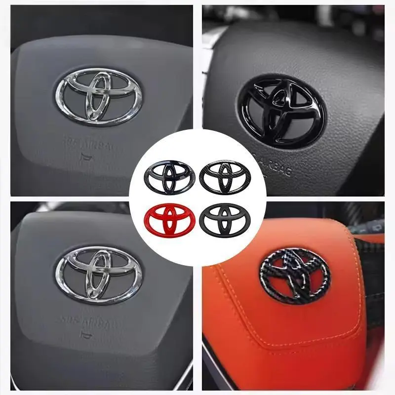 1PCS ABS Logo Car Emblem Steering Wheel Sticker For Hilux Prius Avensis Auris Verso Corolla Camry Auto Accessories