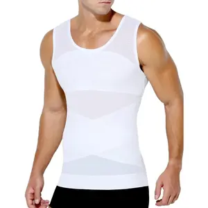 Men's Slimming Shirt Mesh Compression Shirt 4-Way Stretch Body Shaper for Chest,Abdomen & Posture Support