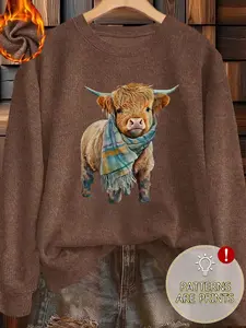 Women's graphic geometric print sweatshirt, crew neck pullover, loose-fitting warm winter top, soft fabric, elegant commuter casual style, Womenswear