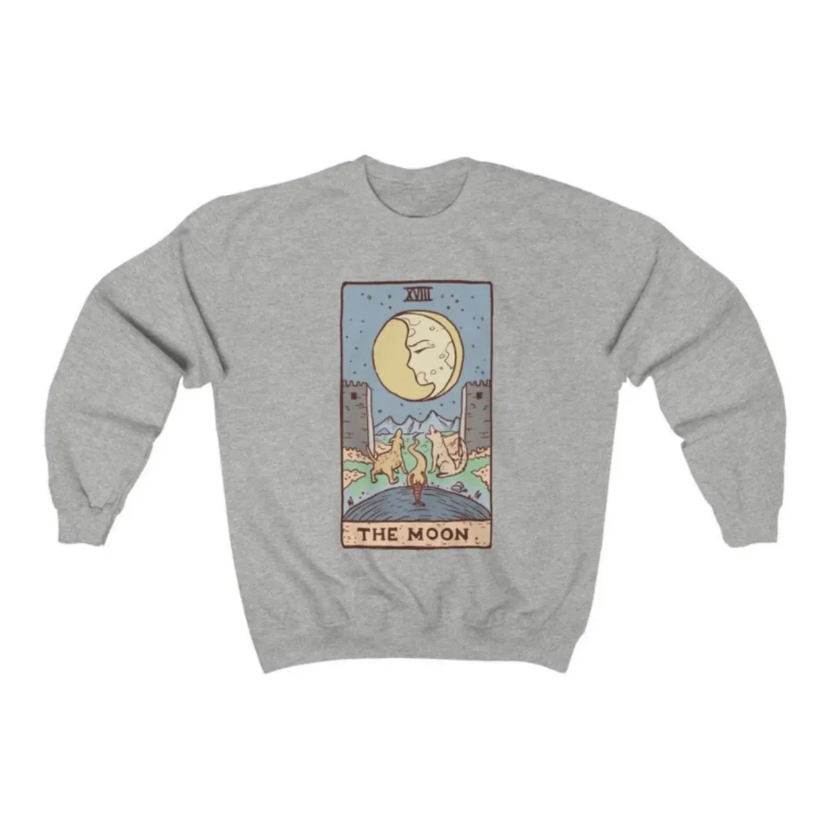 The Moon Tarot Sweatshirt, Tarot Cloth, Moon Sweatshirt, Witchy Sweatshirt, Mystical Moon Sweater, Celestial Esoteric Occult Shirt