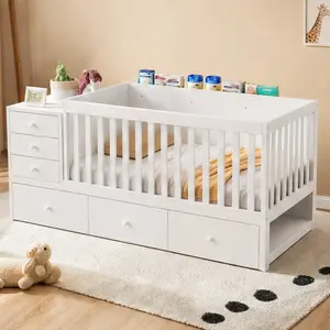 ARCH 3-in-1 Convertible Toddler Bed with Storage Drawers, Solid Wood Kids Daybed with Removable Guardrails, White, Compatible with Standard US Toddler Mattresses, Low-to-Floor Design, 400 lbs Capacity, Easy Assembly, White Color Options