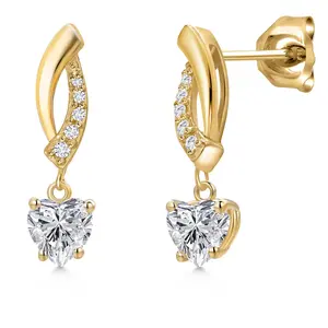 Gem Stone King 10K Yellow Gold 5MM Heart Shape Gemstone Birthstone and Lab Grown Diamond Infinity Dangle Earrings for Women