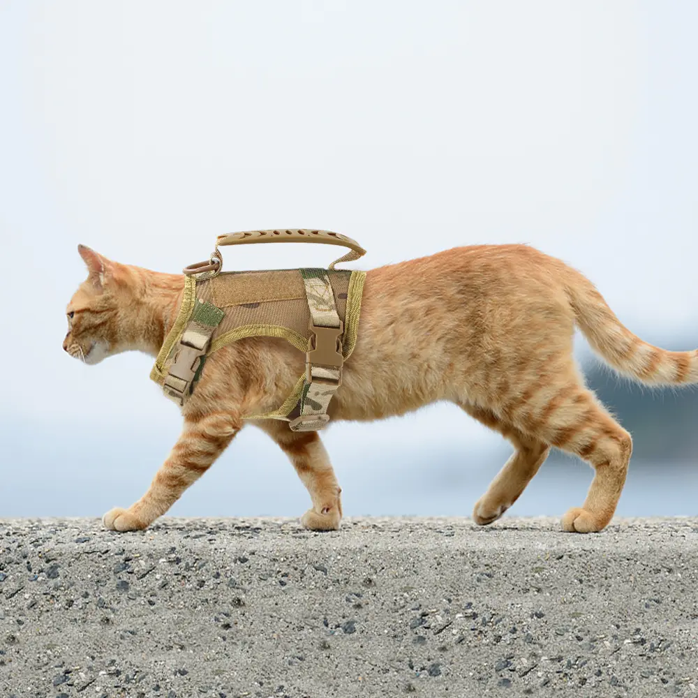Tactical Cat Harness Puppy Adjustable Kitten Vest For Military Small Dogs Harnesses Working Training Cat Accessories Swivel Leash #SummerWins#DealsForYouDays