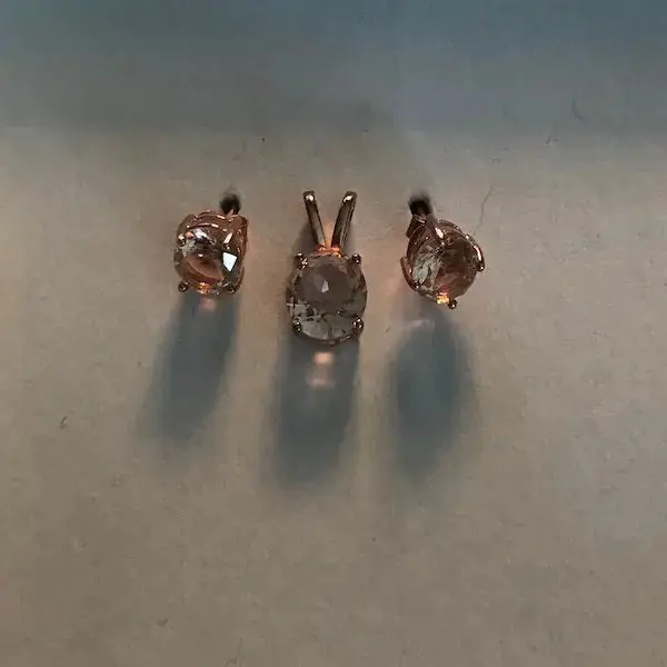 Morganite Solitaire Earrings & Pendant Set