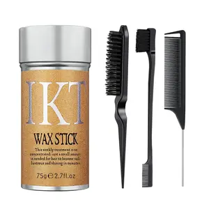 Ikt Solid Hair Wax Stick, Matte Finish Long-Lasting Hold, Unisex Hair Styling Wax, Includes 3 Edge Control Brow Brushes, Steel Pin Set