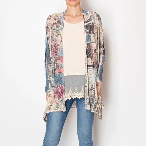 ORIGAMI Paris Stretchy Long Sleeve Lace Cardigan