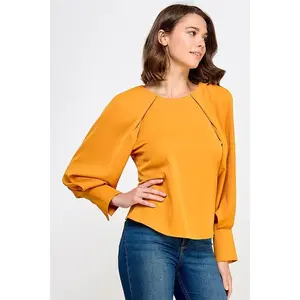 Regal Drape Satin Top Purple Asymmetrical Mock Neck