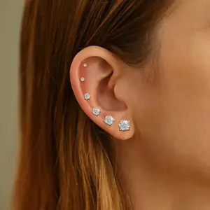 KYERLYN 6 Pairs Stud Earrings Set Hypoallergenic Cubic Zirconia 316L Stainless Steel CZ Earrings 3-8mm 18K Gold Plated Trendy Daily Gift for Women & Men Wedding Jewelry Jewelry Box Engagement Gift