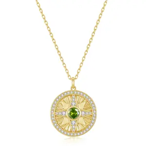 FANCIME "Lumen Star" Peridot August Birthstone Sterling Silver Necklace