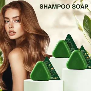 Nature Triangle Shampoo Bar Usman Grass & Leaf of Oriental Arborvitae Gentle Clean Hair Solution for Healthy Growth Calming Strengthens Reduces Loss