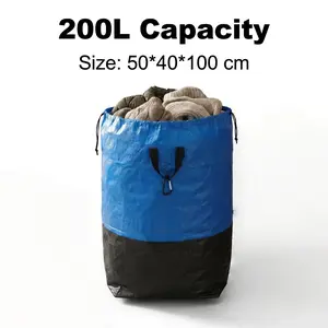 200L Heavy Duty Storage Bags, Extra Large Waterproof Storage Totes with Reinforced Handles, Reusable Foldable Moving Bags Alternative for Clothes Quilts Blankets, Tear Resistant Space Saving