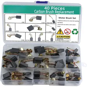 Electric  Carbon Brushes Set - 40 Pack Replacement Repair Kit with 10 Sizes, Suitable for Repair Power Tools Part