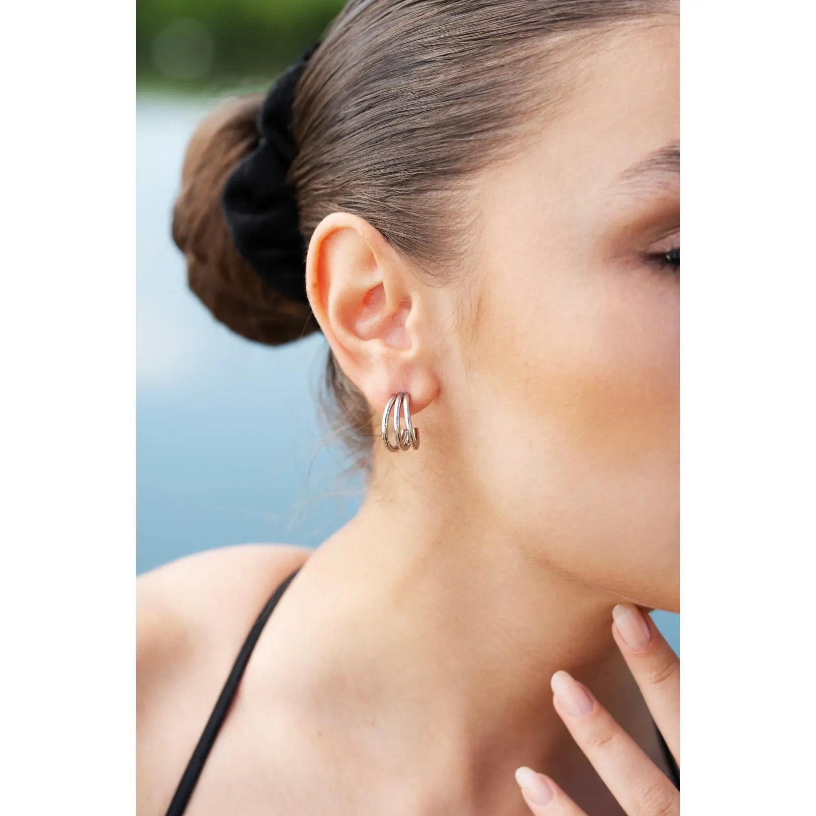 E13 - Ivanna Silver Triple Hoop Earrings