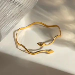 Women's Gold Plated Snake Bangle Bracelet