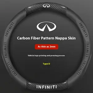 Infiniti Q50 Q60S Q70 QX30 QX50 QX55 QX56 QX60 QX70 QX8 JX35 EX25 FX35 G37 M35 ESQ Car Carbon Fiber Leather Steering Wheel Cover
