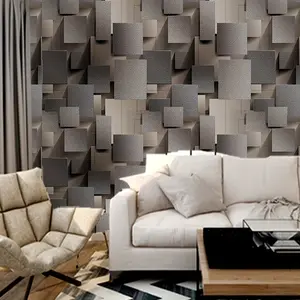 1 Roll Grid PVC Self-Adhesive Decorative Wallpaper, Simple Design with 3D Texture, Easy Installation, Ideal for Home Decoration, TV Background Wall
