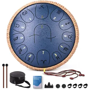 Steel Tongue Drum,12 Inches 13 Notes Handpan Drum, C Major Tongue Drum for Adults and  with Hand Pan Drum  Book, Mallets and Carry Bag(Navyblue)