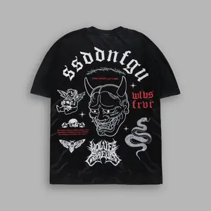 DARC WOLF SHIRT Bodybuilding Oversized Tee in Black Oni Wolves "Premium" Oversized Tee for Bodybuilding Activities