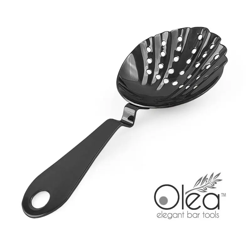 Olea™ Gunmetal Plated Steel Alloy Julep Cocktail Strainer - Kitchen & Bar Utensil for Cocktail Prep with Strainer Steel Body, Steel Alloy Cocktail Strainers, Strainers Steel Body Cocktail