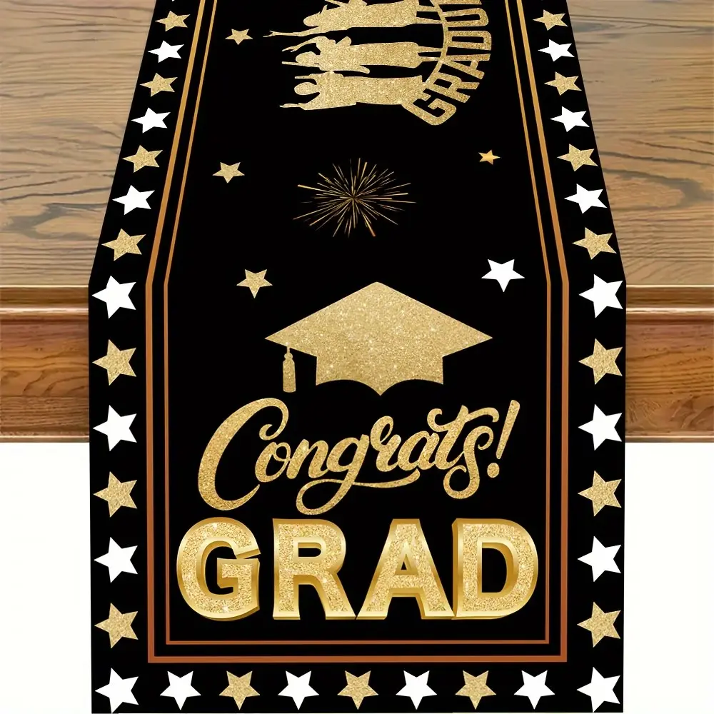 1 2D table flag, graduation season themed table flag, graduation season party decoration, bachelor's hat graduation season party decoration, living room kitchen desktop decoration, home dining table decoration supplies