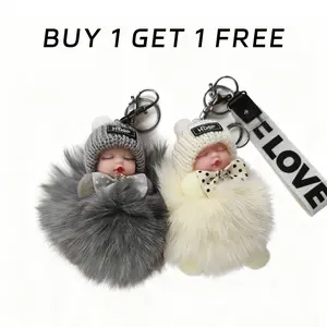 Handmade Plush Doll Keychains 2-Pack Creamy White & Sunny Golden Soft Adorable for Stress Relief Daily Companionship Perfect Gift for Women Girls Buy 1 Get 1 Free