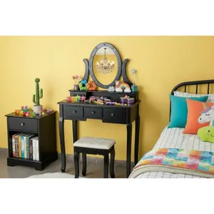 Black Vanity w/Rotating LED Mirror