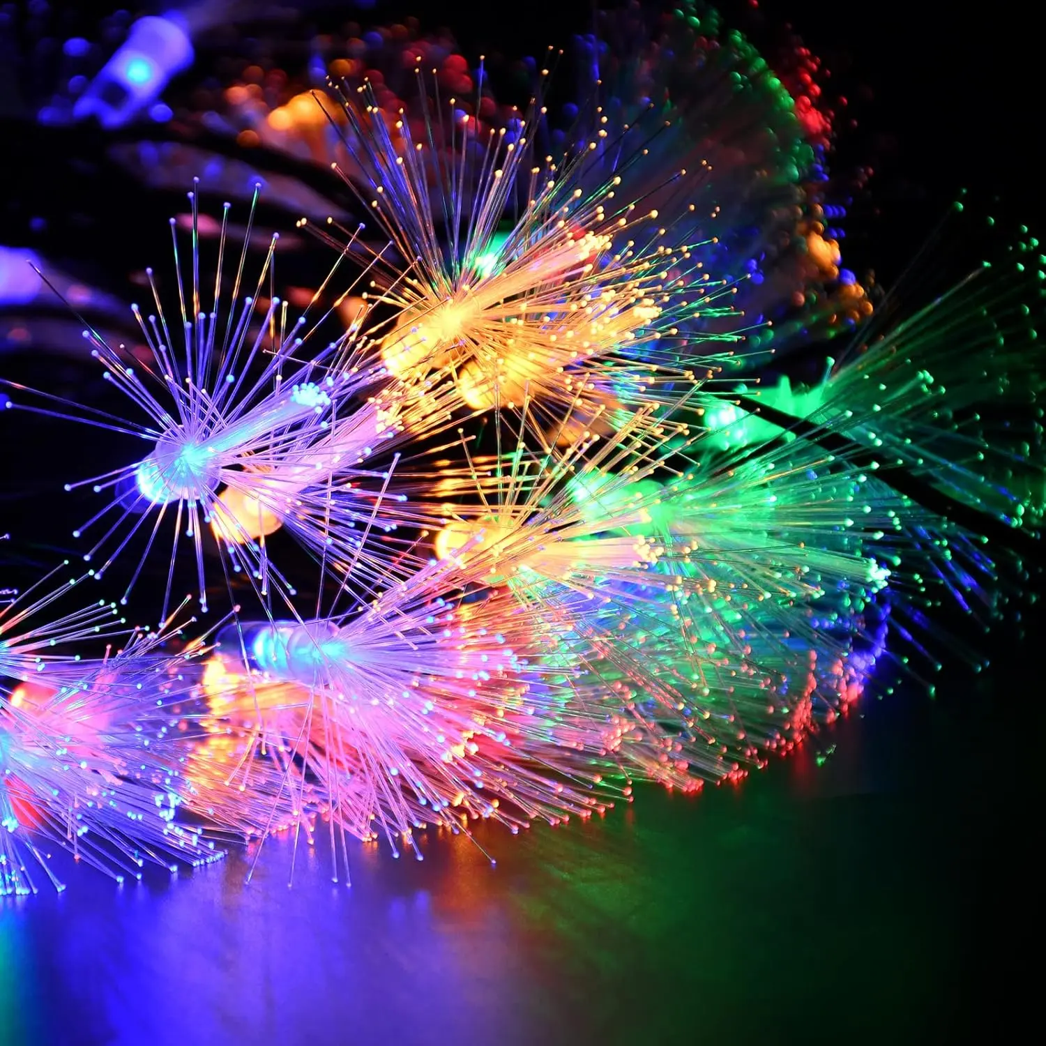 33FT Fiber Optic Fairy Lights 60 LED Firework String Light Twinkle Green Wire Christmas Lights for Indoor Outdoor Wedding, Christmas Tree, Garden, Patio, Party Decoration (Multi-Colored)