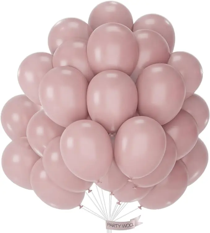 PartyWoo Dusty Pink Balloons 50pcs 12 Inch Boho Blush Lilac Pink Latex Helium Balloons for Princess Birthday Baby Shower Graduation Gender Reveal Anniversary Bachelorette Party Decorations Pink-F54