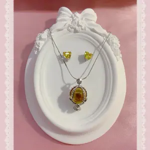 Madoka Magica Mami Tomoe Sayaka Miki Homura Akemi Madoka Kaname Elegant Dainty Soul Gem Anime Manga Kawaii Necklace and Earrings set Puella Magi Series