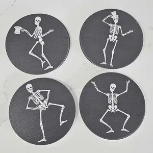 Dancing Bones Coaster (Set of 8) | Charcoal - Premium Vinyl Mat
