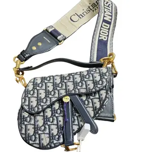 Pre-owned Dior canvas Crossbody Bags Embroidery vintage flower full print logo letters saddle bag crossbody bag